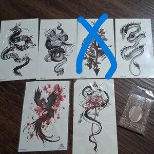 NWT Bundle of 5 temp tats and 1 collection of scrapbook words